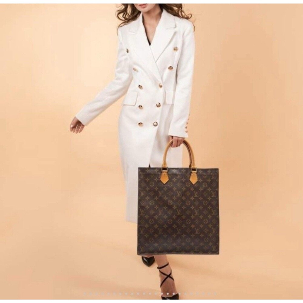 Louis Vuitton Sac Plat MM Monogram Tote Bag MI0599 Made in France Authentic 1999